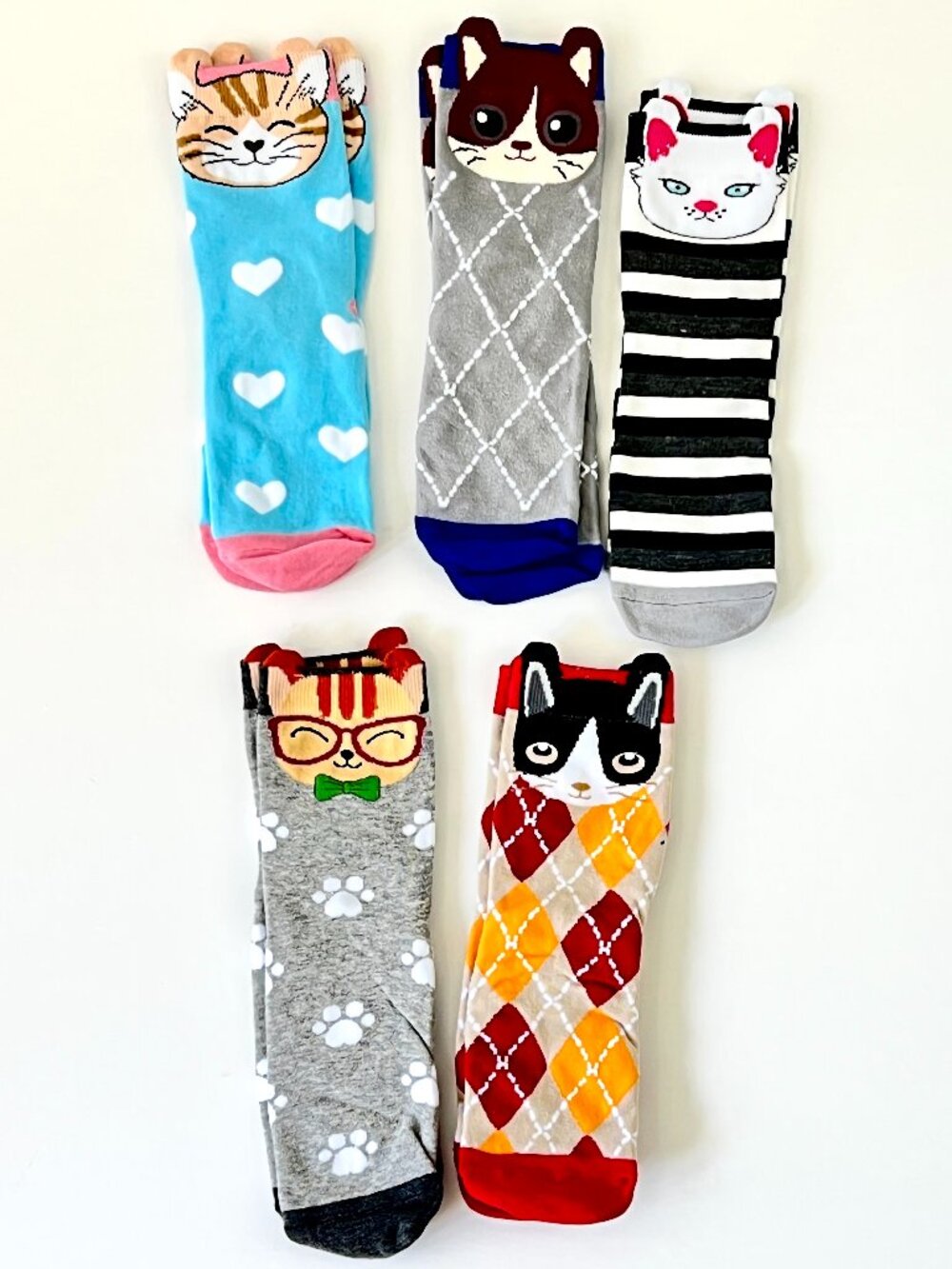 NWOT Set of 5 Pairs of Womens Kitty Cat Socks Ankle Length